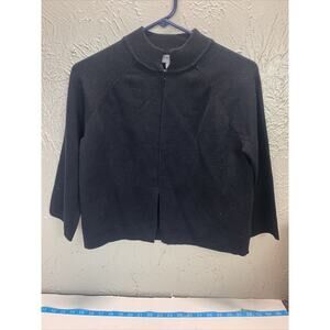 Designers Originals Cropped Cardigan Sweater Black Raglan Womens Size Small‎